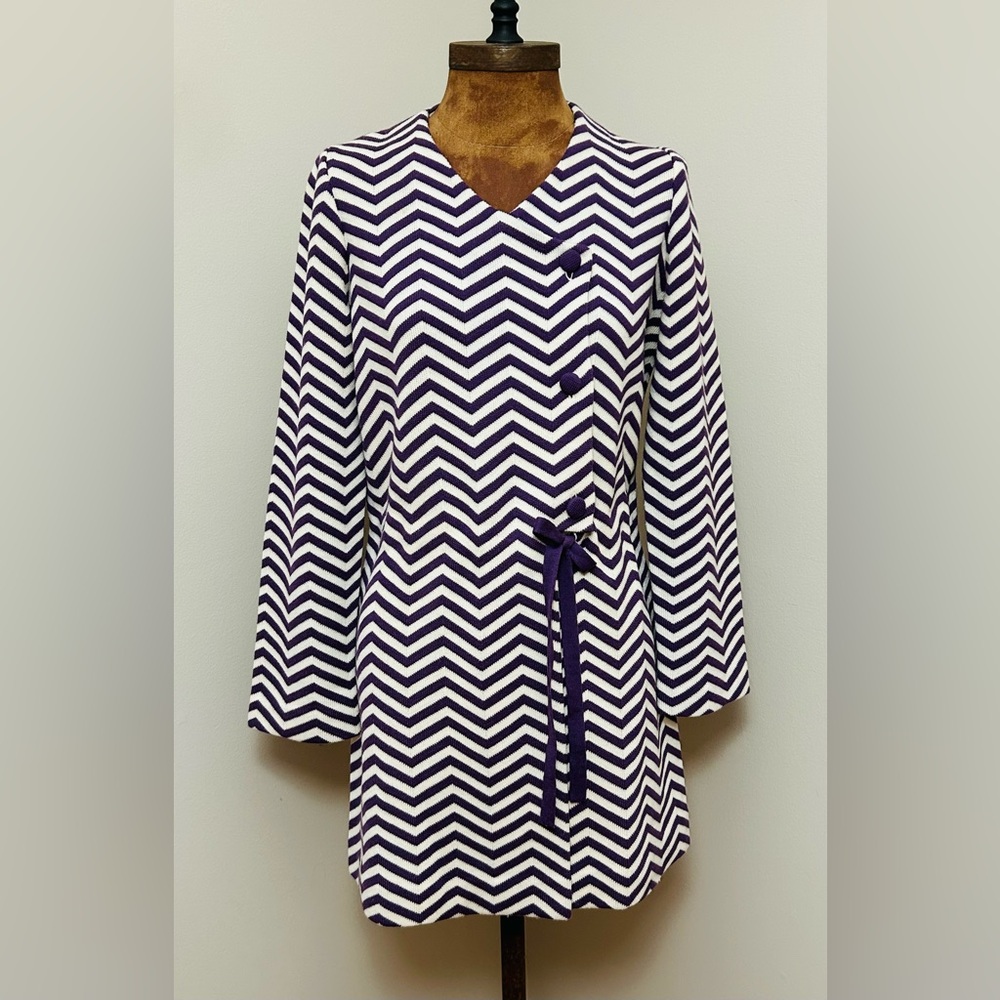 Andiamo! Purple and Cream Chevron Sweater Coat